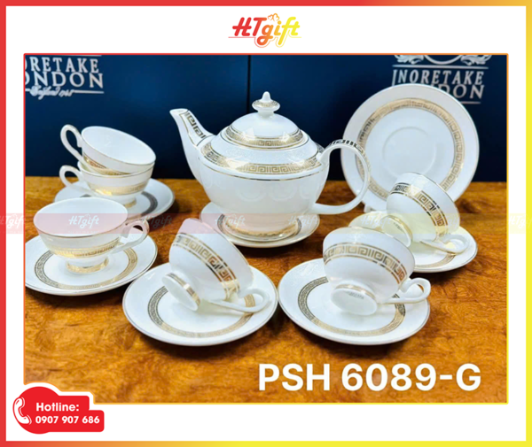 Bộ trà cao cấp kẻ vàng